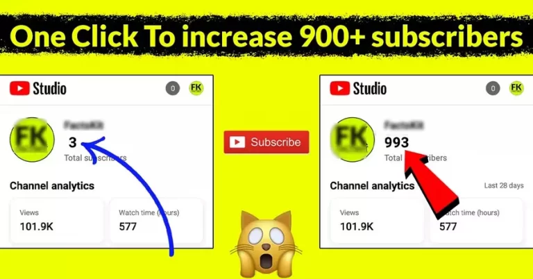1 Click To 995+ increase subscribers on YouTube channel